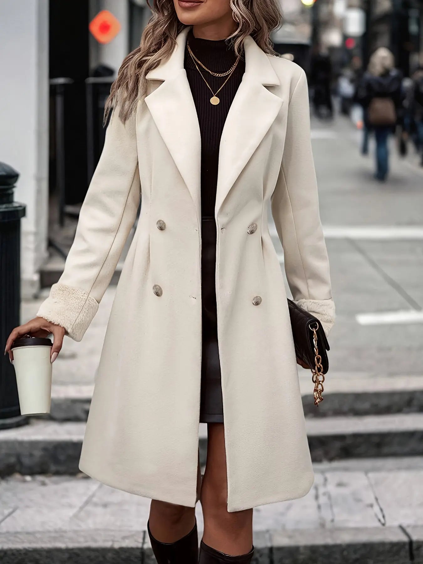 Lange Dubbelzijdige Winterjas voor Dames Elegante Stijl