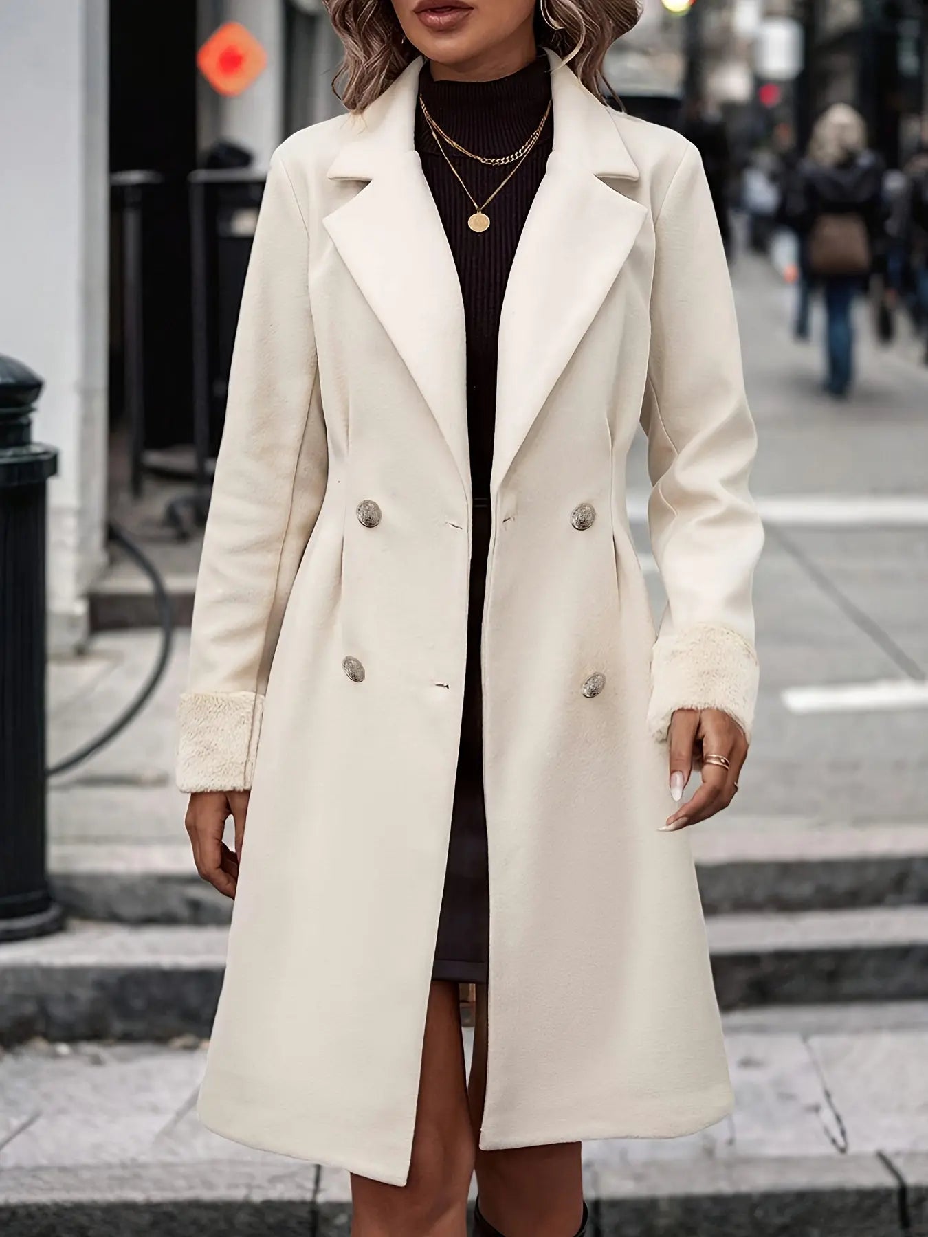 Lange Dubbelzijdige Winterjas voor Dames Elegante Stijl