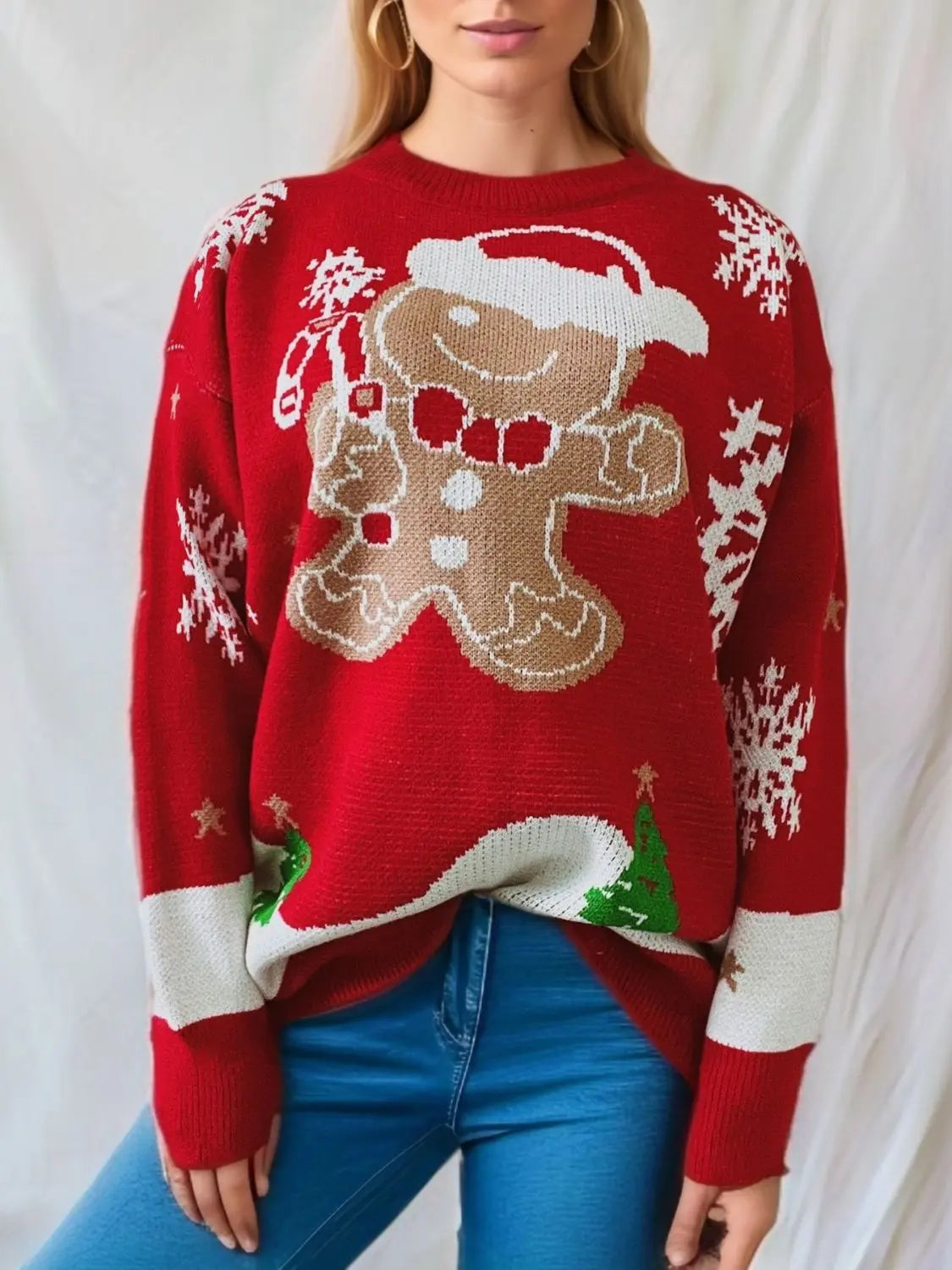 Kersttrui Dames Peperkoek Man Feestelijke Gebreide Pullover Dames