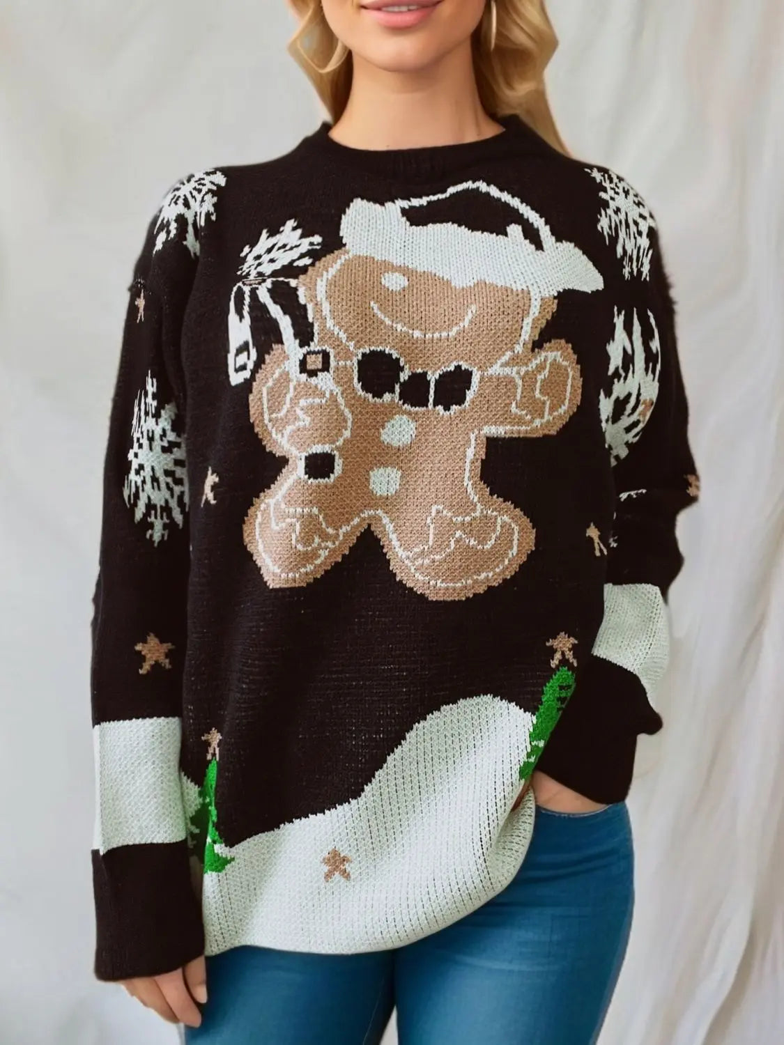 Kersttrui Dames Peperkoek Man Feestelijke Gebreide Pullover Dames
