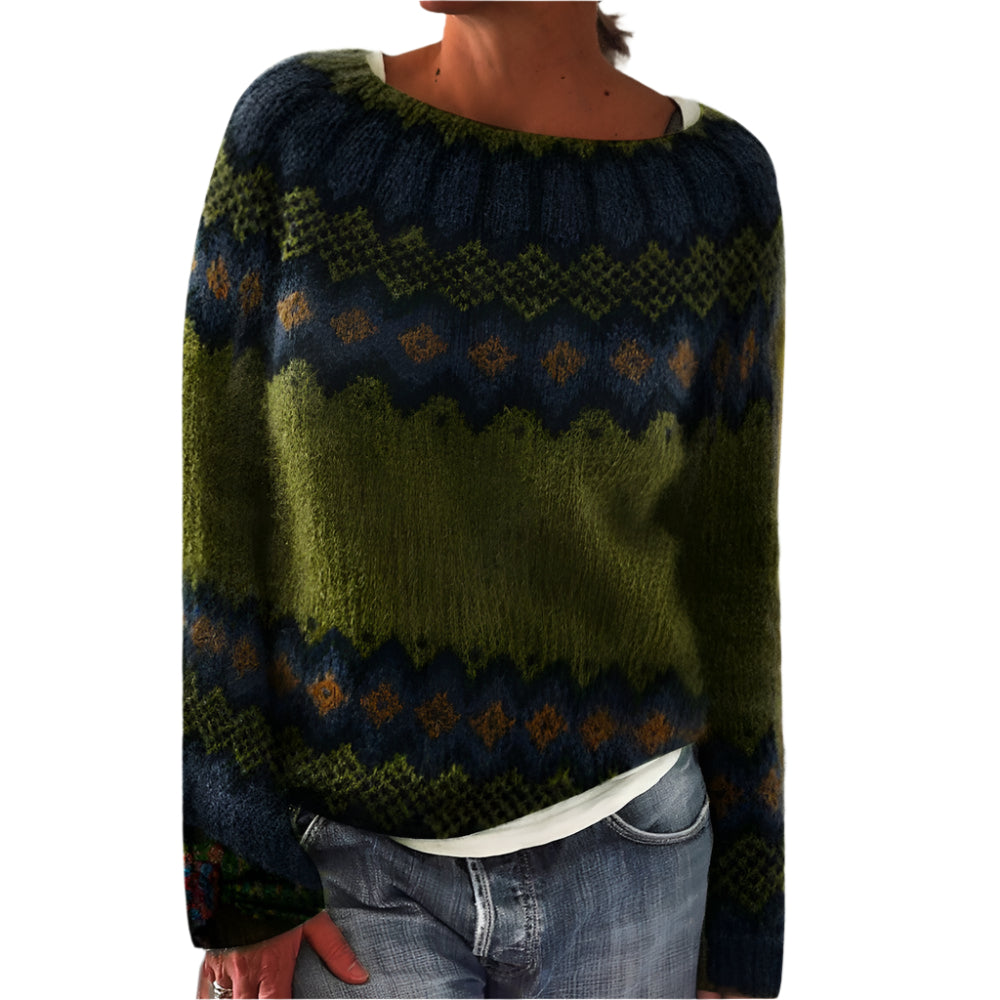 Comfortabele Noorse Pullover Met Warme Gebreide Stijl Dames