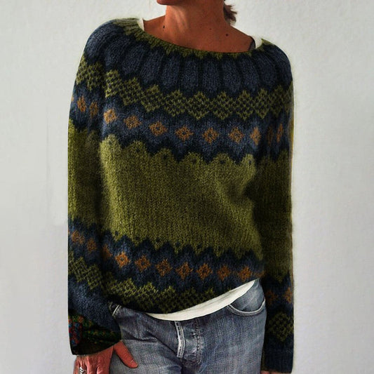 Comfortabele Noorse Pullover Met Warme Gebreide Stijl Dames