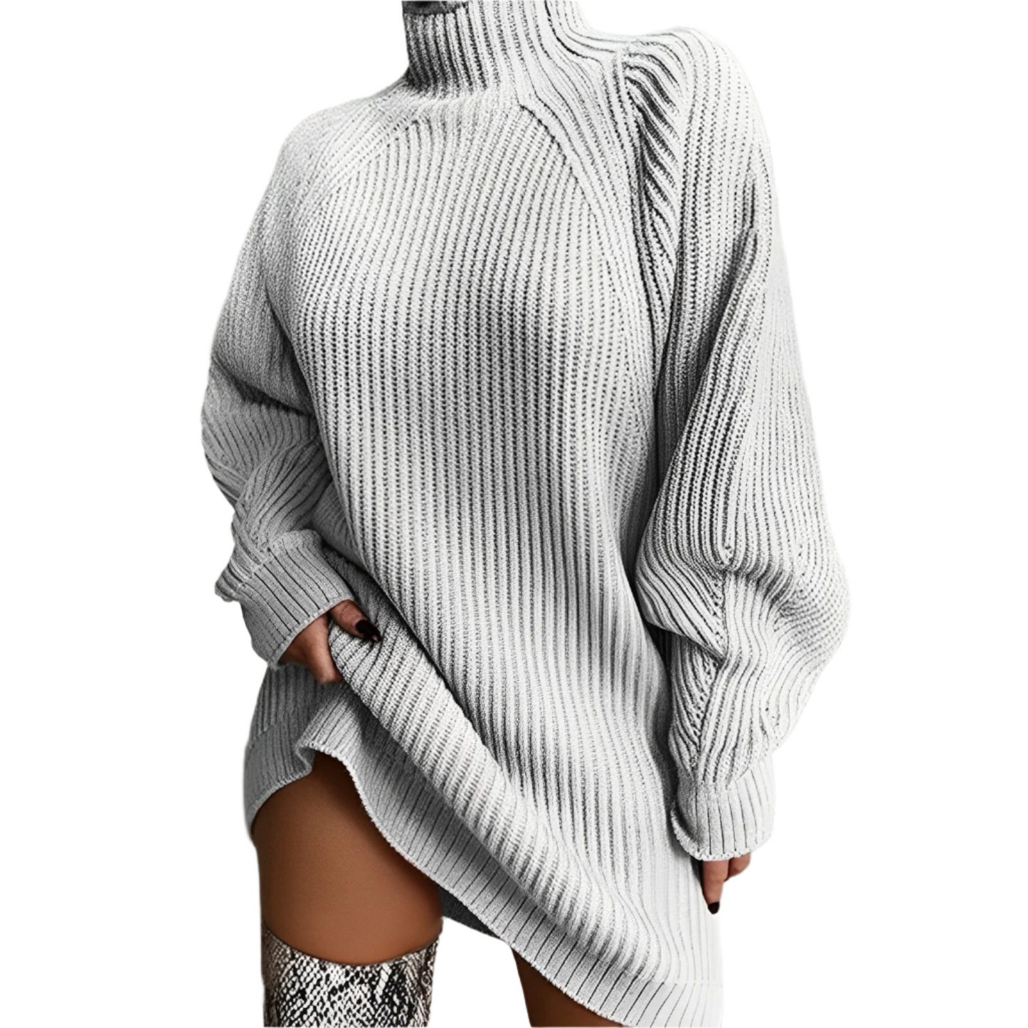 Lange Coltrui Jurk voor Dames Oversized Gebreide Pullover