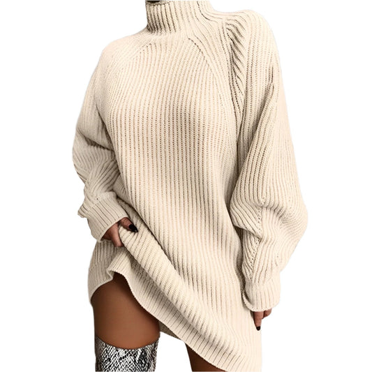 Lange Coltrui Jurk voor Dames Oversized Gebreide Pullover