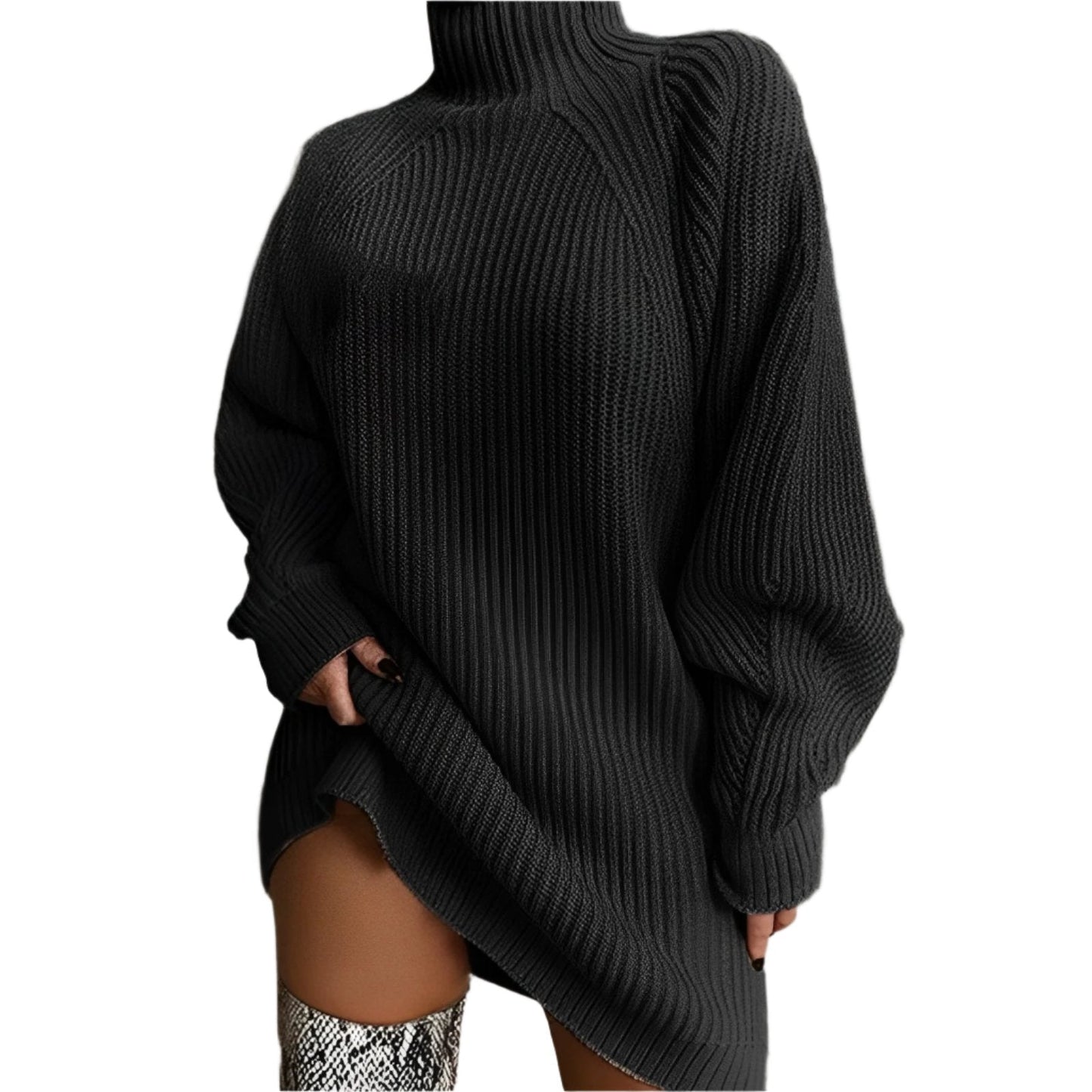 Lange Coltrui Jurk voor Dames Oversized Gebreide Pullover