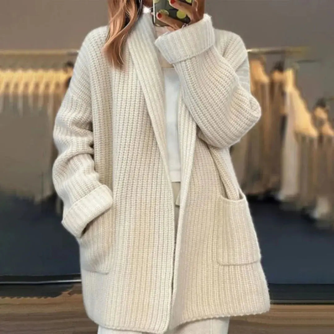 Oversized Gebreid Open Front Wintervest voor Dames