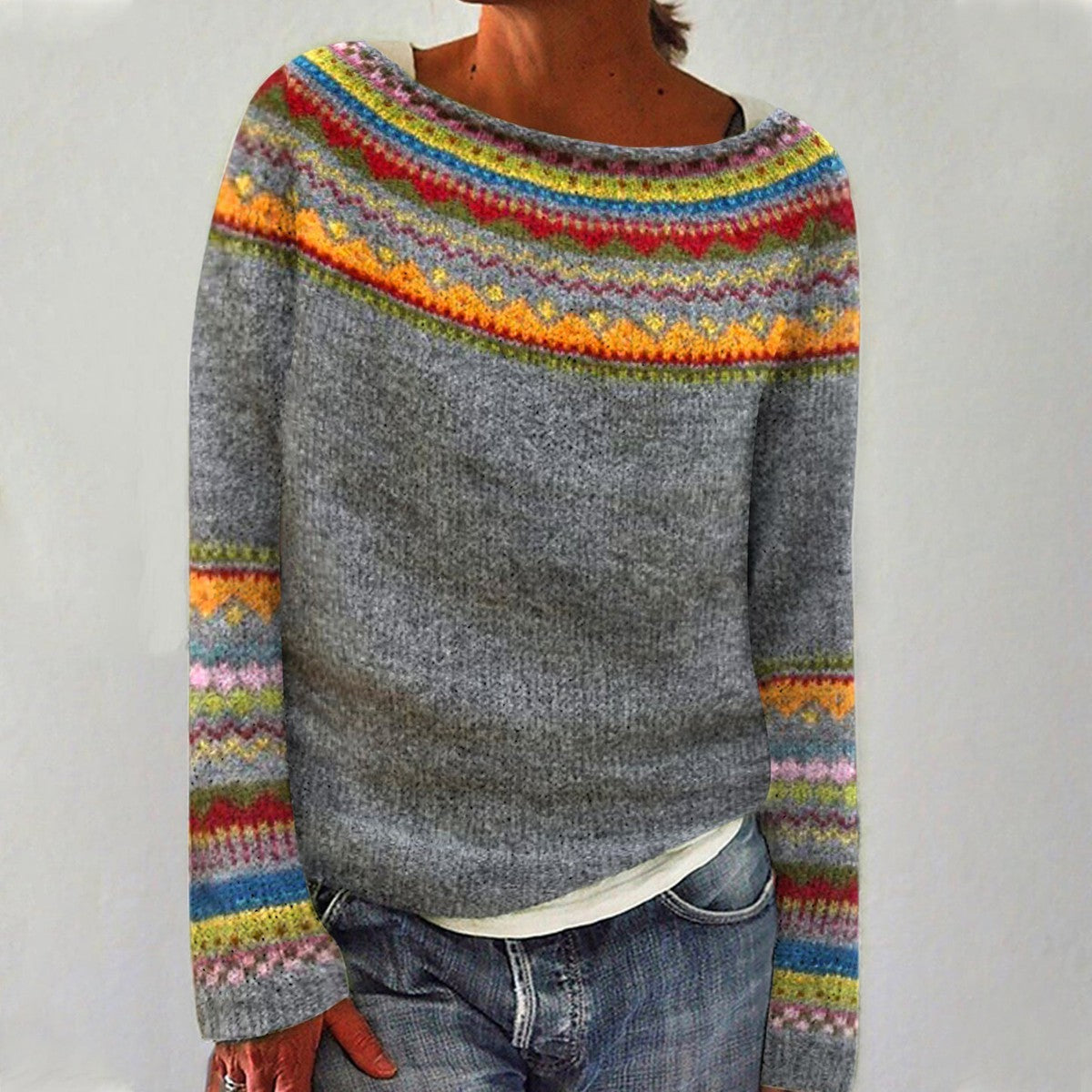 Comfortabele Gestreepte Pullover Met Losse Pasvorm Dames