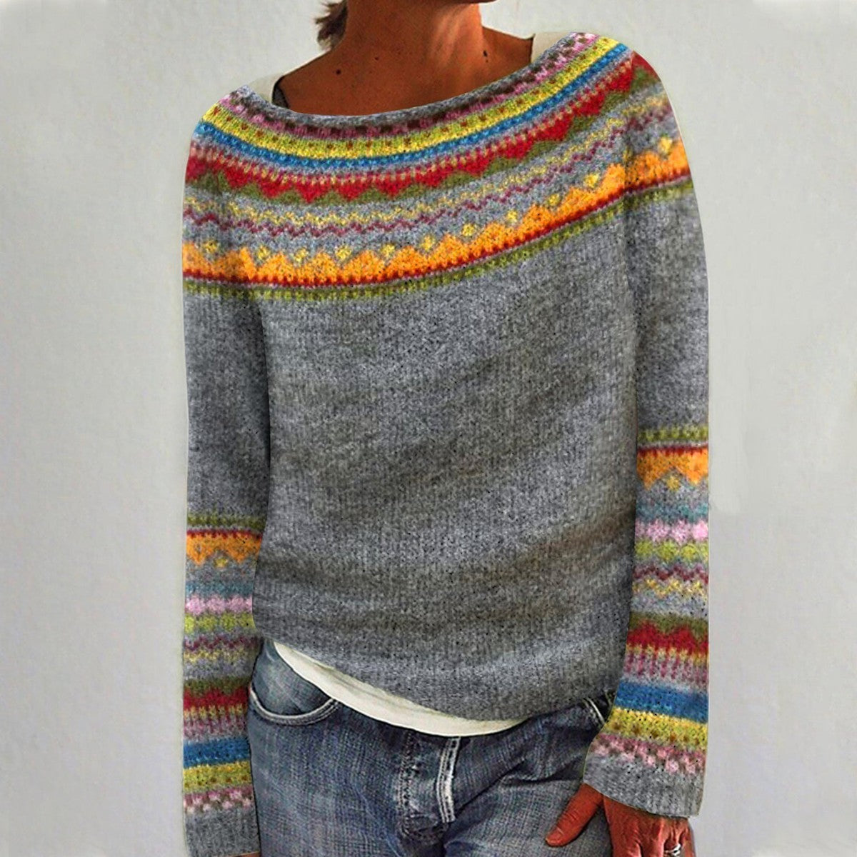 Comfortabele Gestreepte Pullover Met Losse Pasvorm Dames