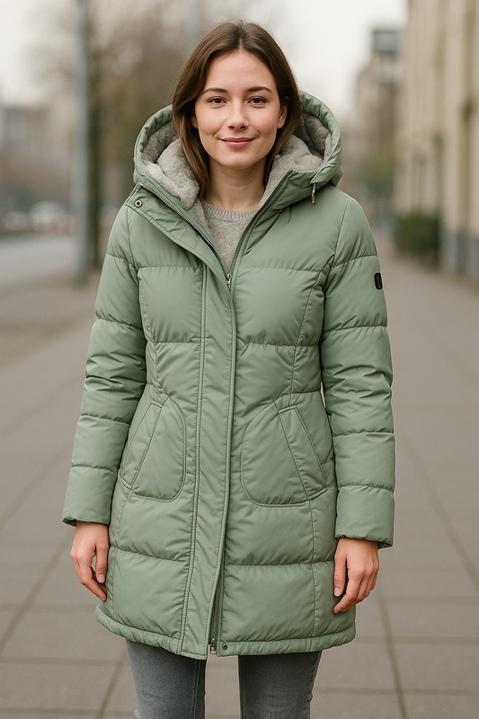 Lange Gewatteerde Winterjas met Capuchon voor Dames Warm en Gezellig