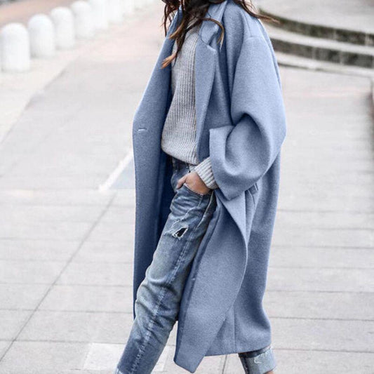 Casual Lange Overjas Met Modern Revers Voor Dames