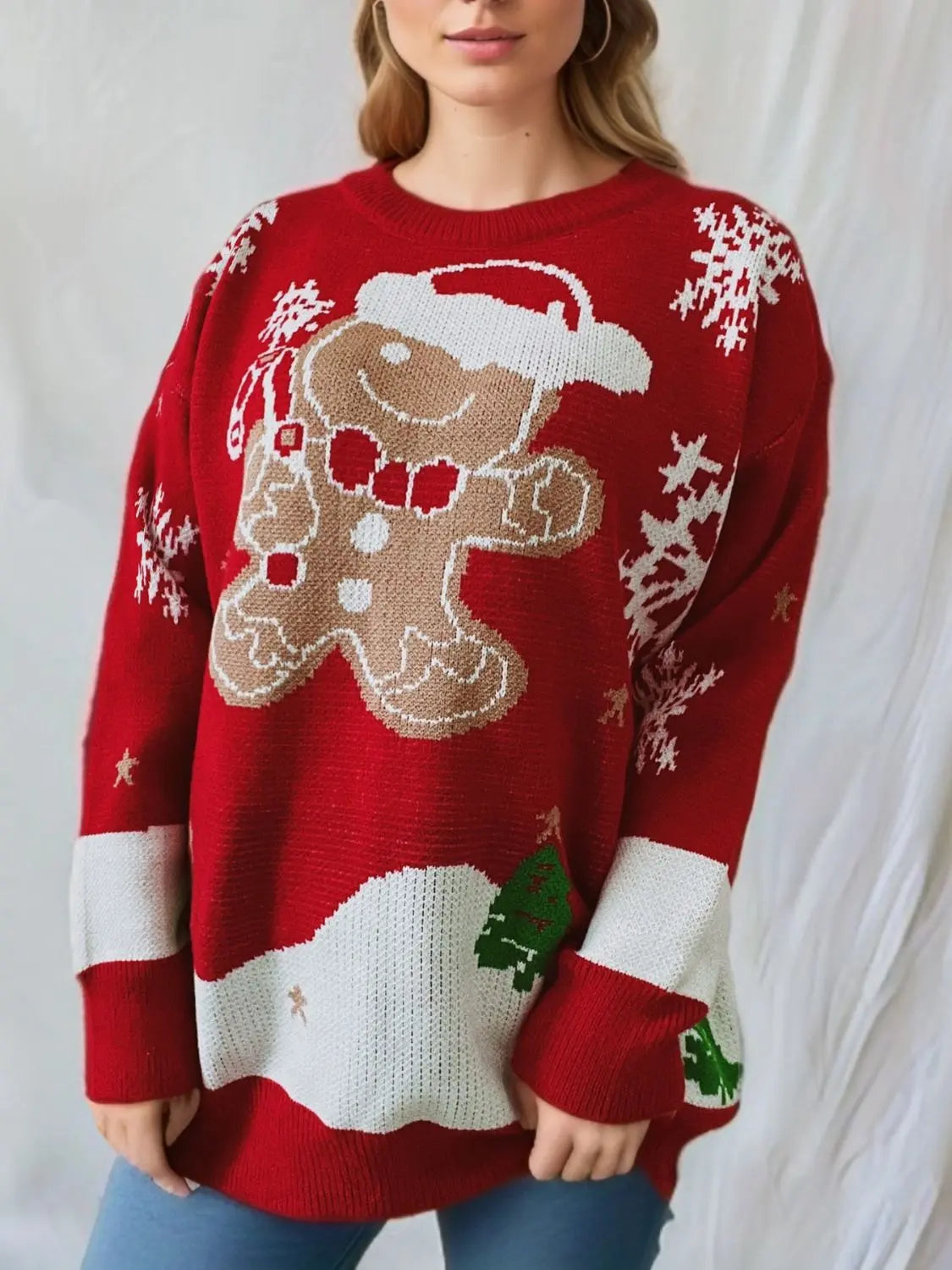 Kersttrui Dames Peperkoek Man Feestelijke Gebreide Pullover Dames