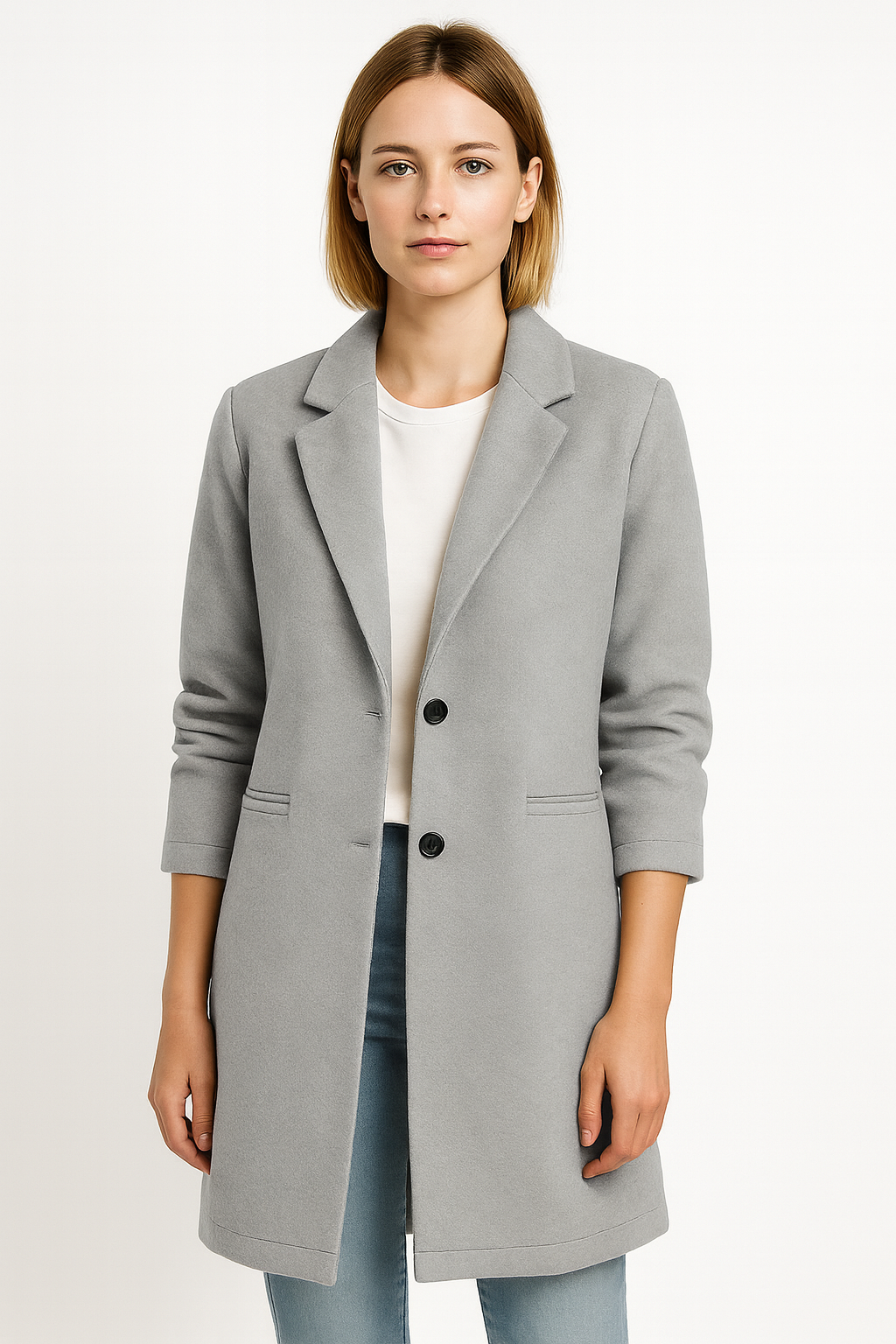 Chique Blazerjas Met Dubbele Zakken Voor Dames