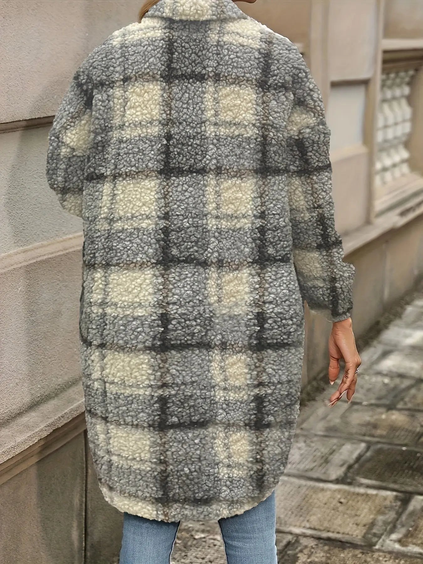 Geruite Fleece Winterjas Gezellige Streetwear Stijl voor Dames