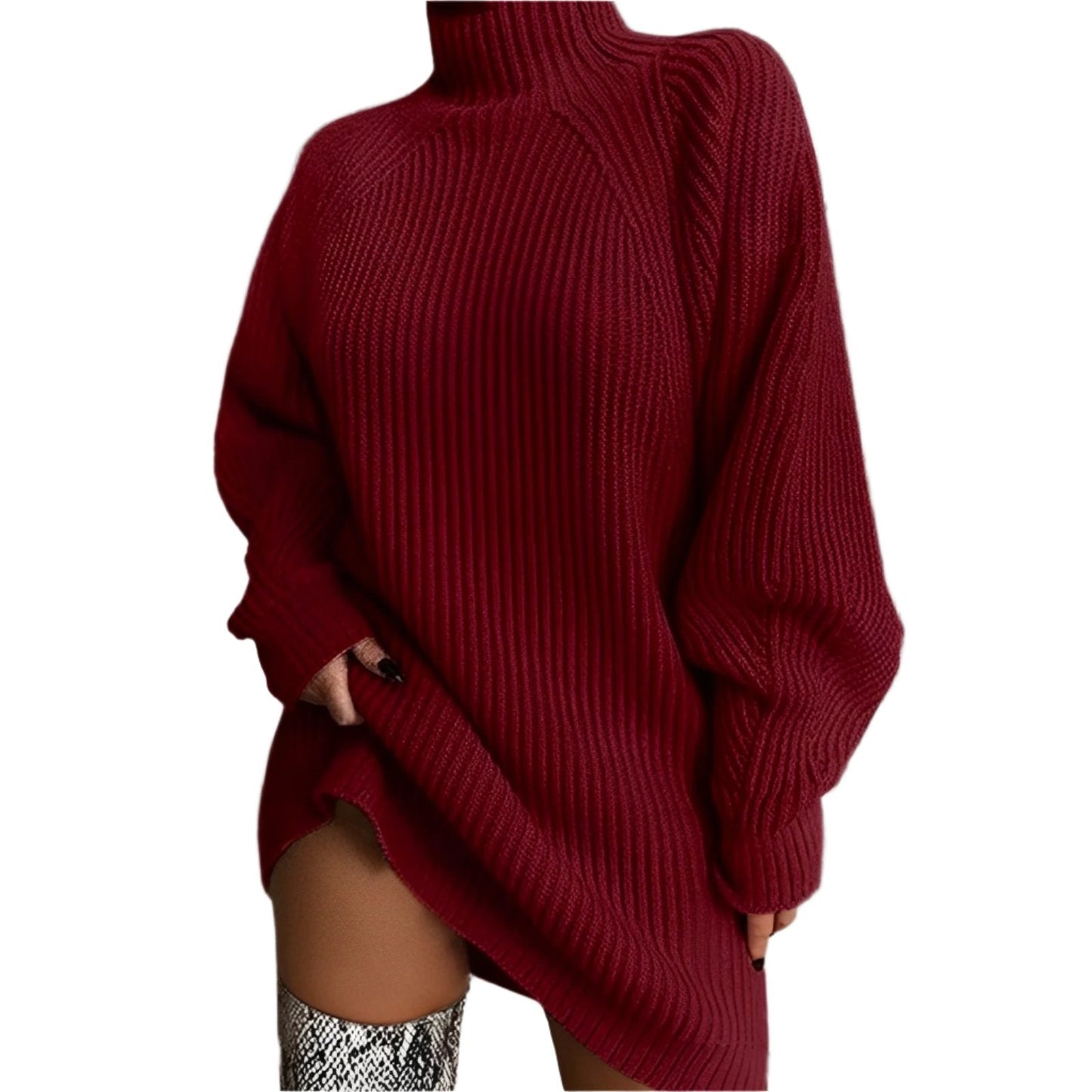 Lange Coltrui Jurk voor Dames Oversized Gebreide Pullover