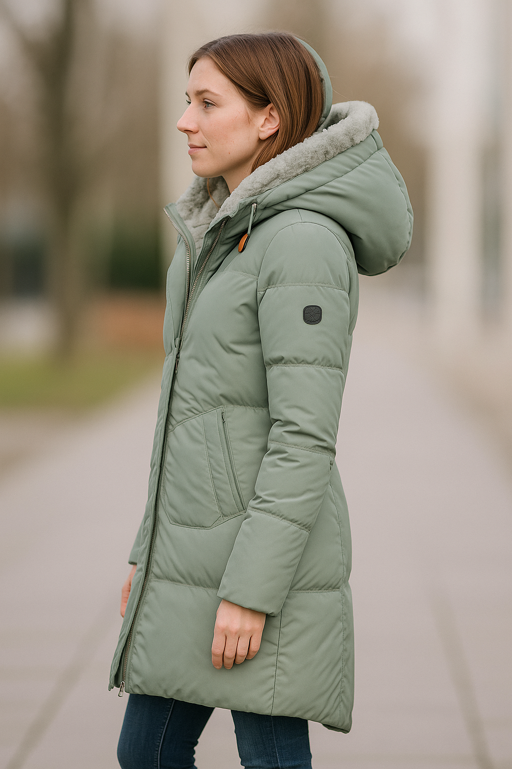 Lange Gewatteerde Winterjas met Capuchon voor Dames Warm en Gezellig