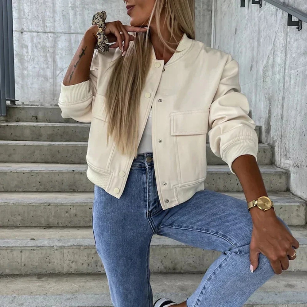 Knoopsluiting Jas Moderne Streetwear Look Dames