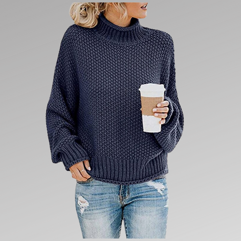 Trendy Gebreide Pullover Met Losse Hoge Hals Dames