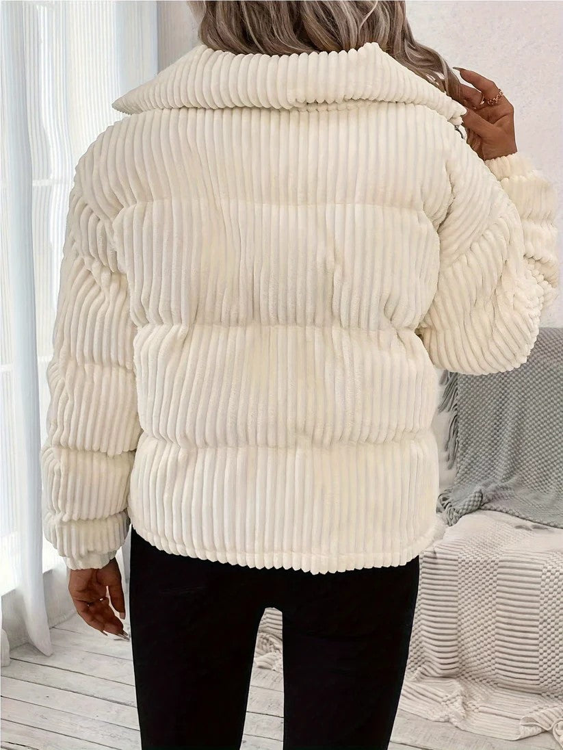 Pufferjack Geribbeld Ontwerp Gezellige Winterstijl Dames