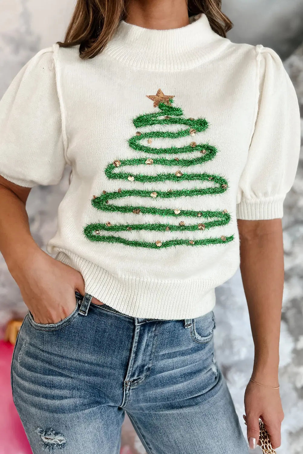 Kerstboom Trui Feestelijke Gebreide Top Dames