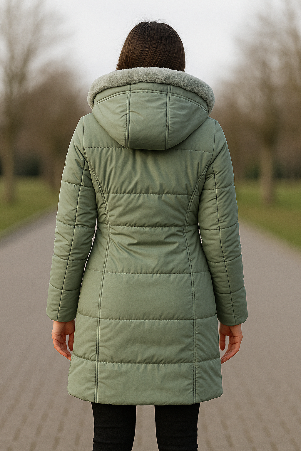 Lange Gewatteerde Winterjas met Capuchon voor Dames Warm en Gezellig