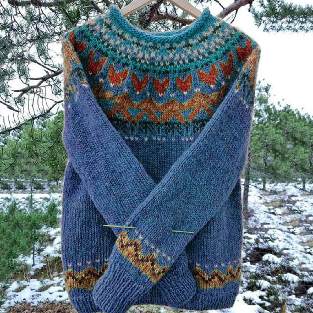 Gezellige Noorse Gebreide Pullover Met Patroon Dames
