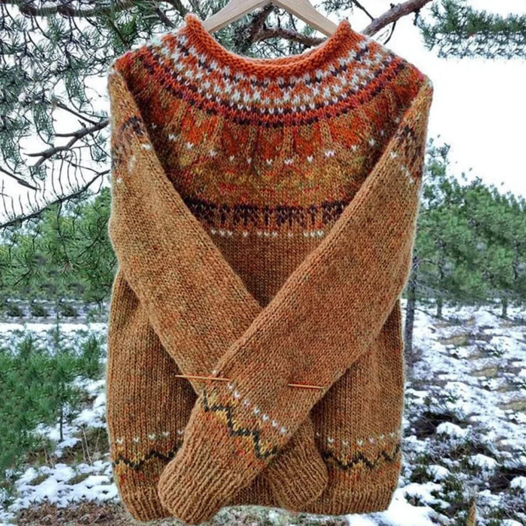 Gezellige Noorse Gebreide Pullover Met Patroon Dames