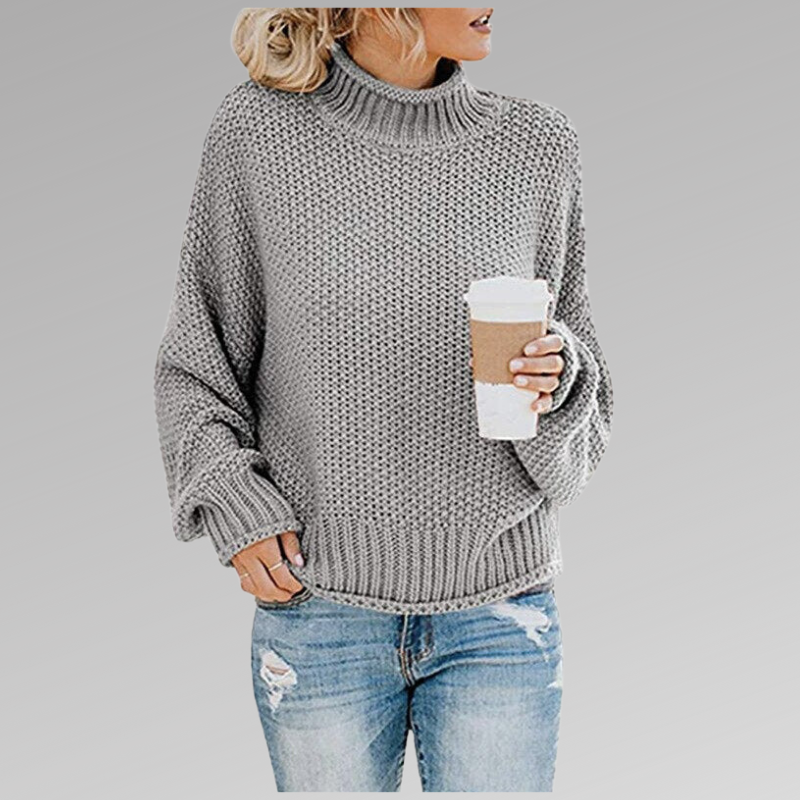 Trendy Gebreide Pullover Met Losse Hoge Hals Dames
