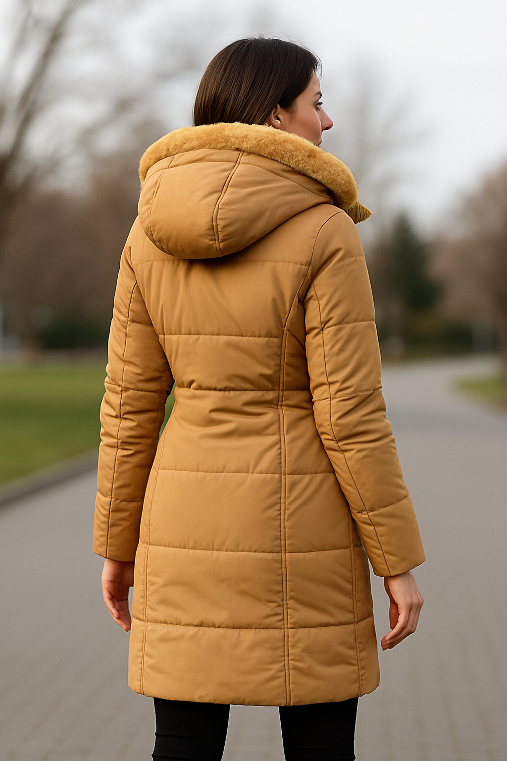 Lange Gewatteerde Winterjas met Capuchon voor Dames Warm en Gezellig