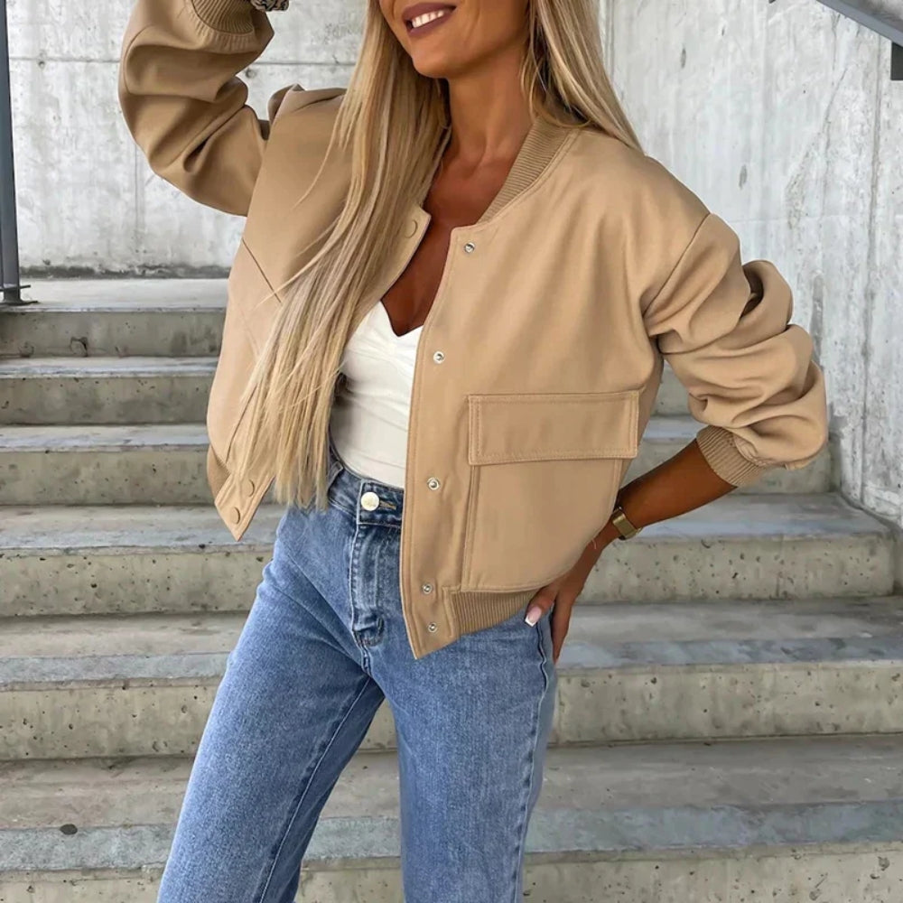 Knoopsluiting Jas Moderne Streetwear Look Dames