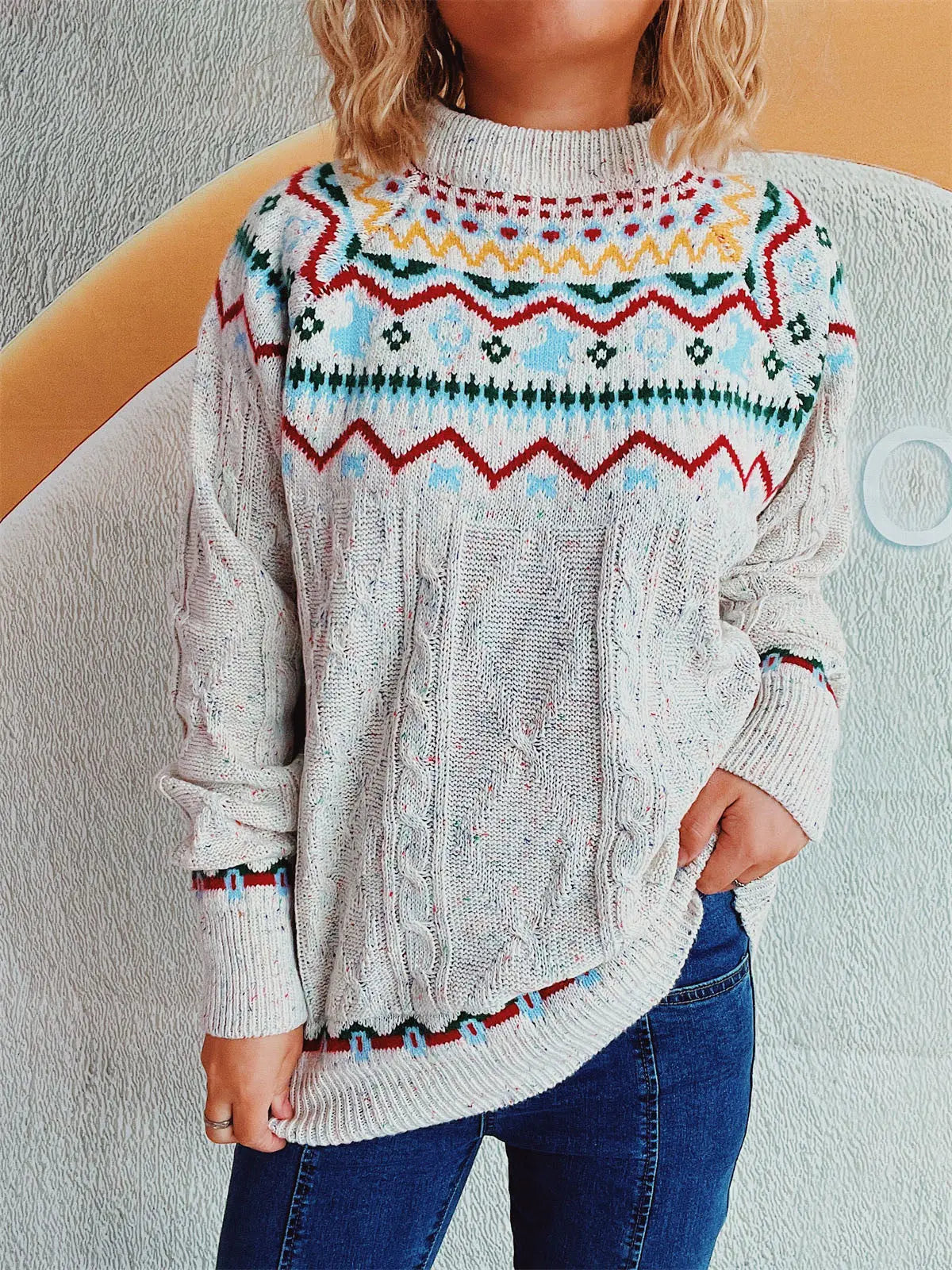 Fair Isle Trui Dames Kleurrijke Kerst Gebreide Pullover Dames