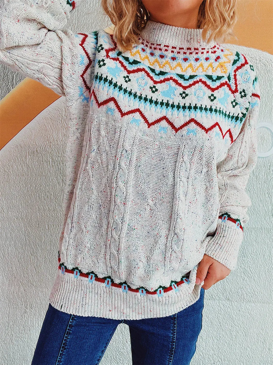 Fair Isle Trui Dames Kleurrijke Kerst Gebreide Pullover Dames