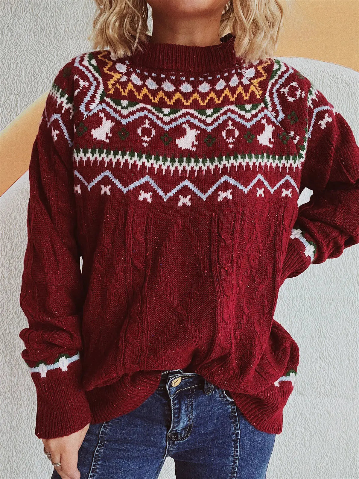 Fair Isle Trui Dames Kleurrijke Kerst Gebreide Pullover Dames