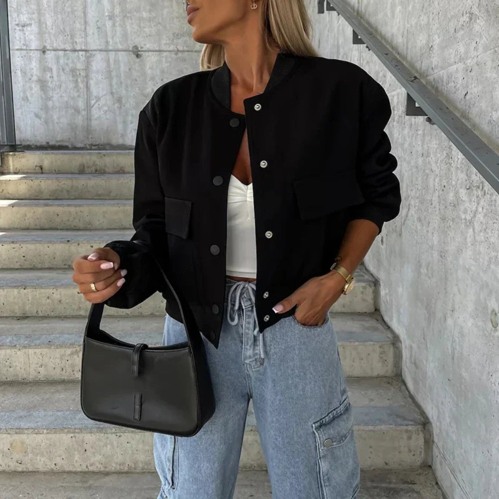 Knoopsluiting Jas Moderne Streetwear Look Dames