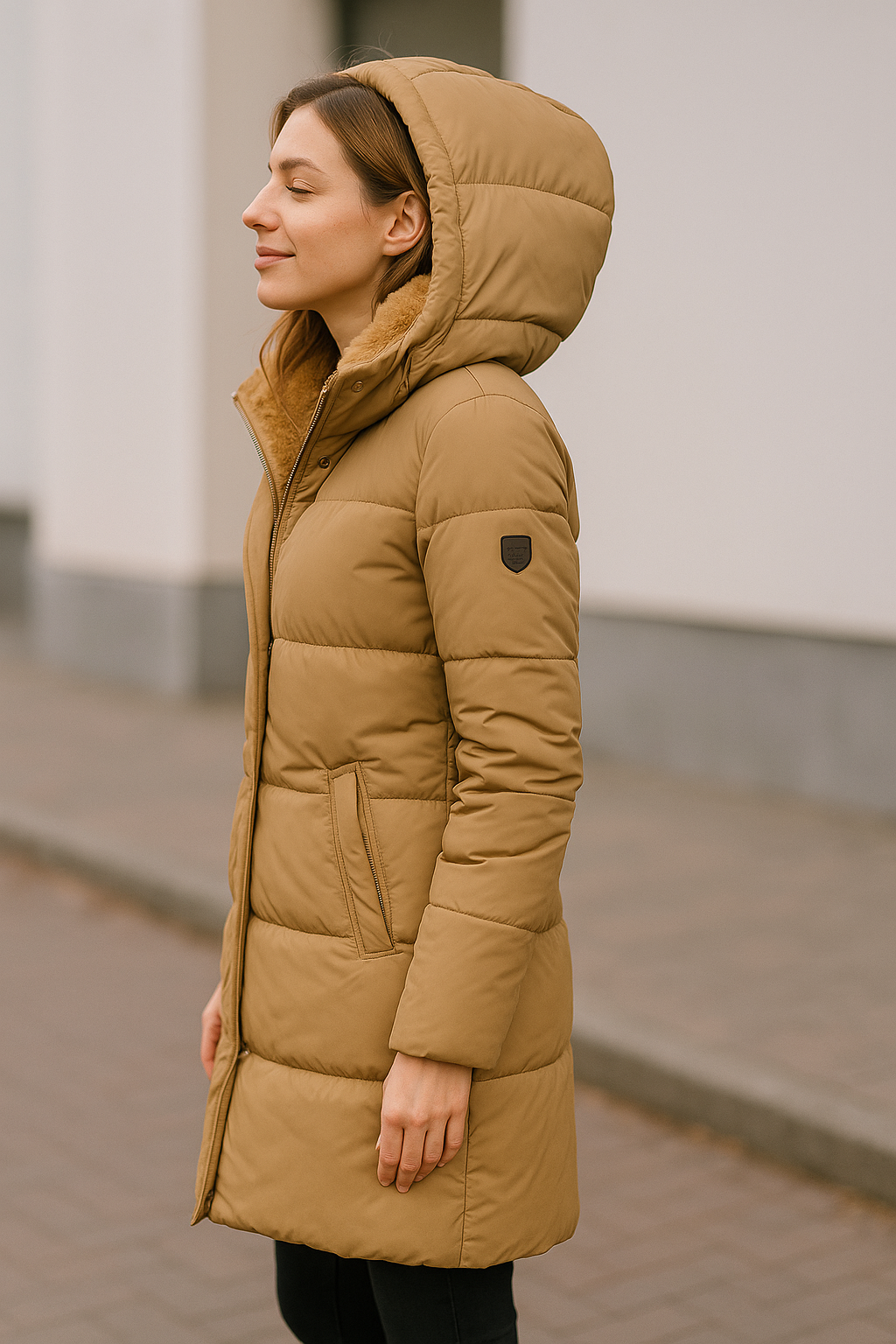 Lange Gewatteerde Winterjas met Capuchon voor Dames Warm en Gezellig