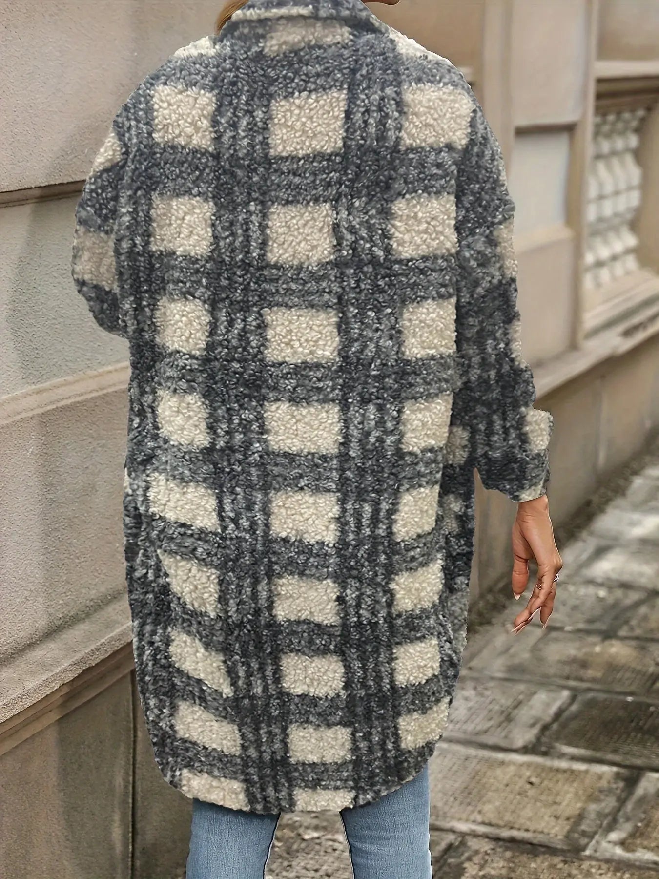 Geruite Fleece Winterjas Gezellige Streetwear Stijl voor Dames