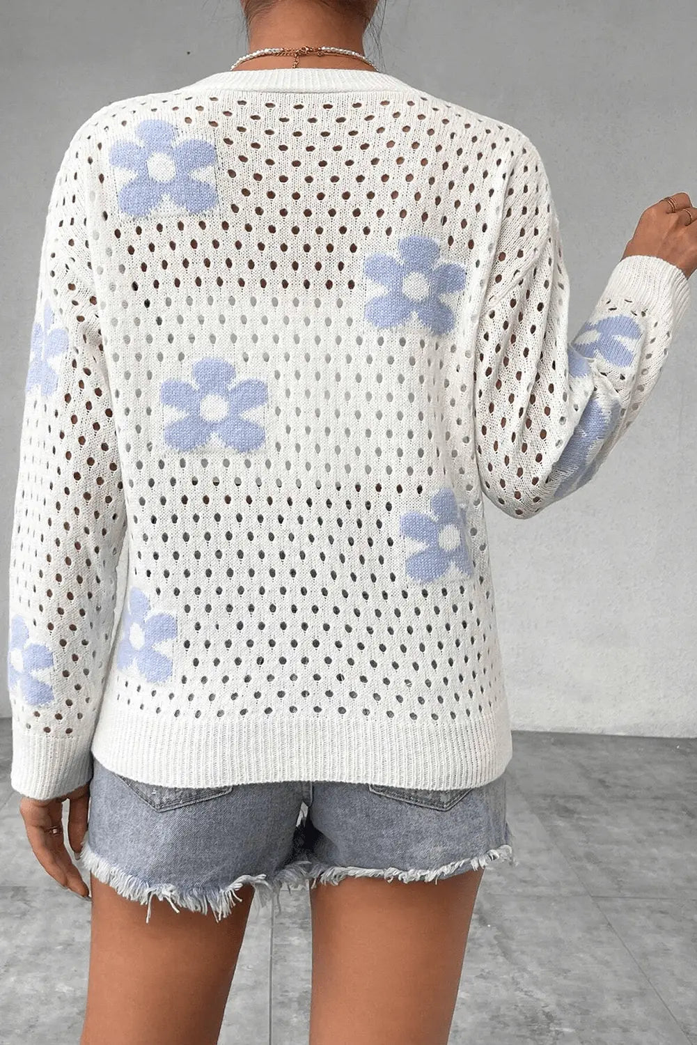 Stijlvol Gebreid Wintervest met Bloemenpatroon voor Dames