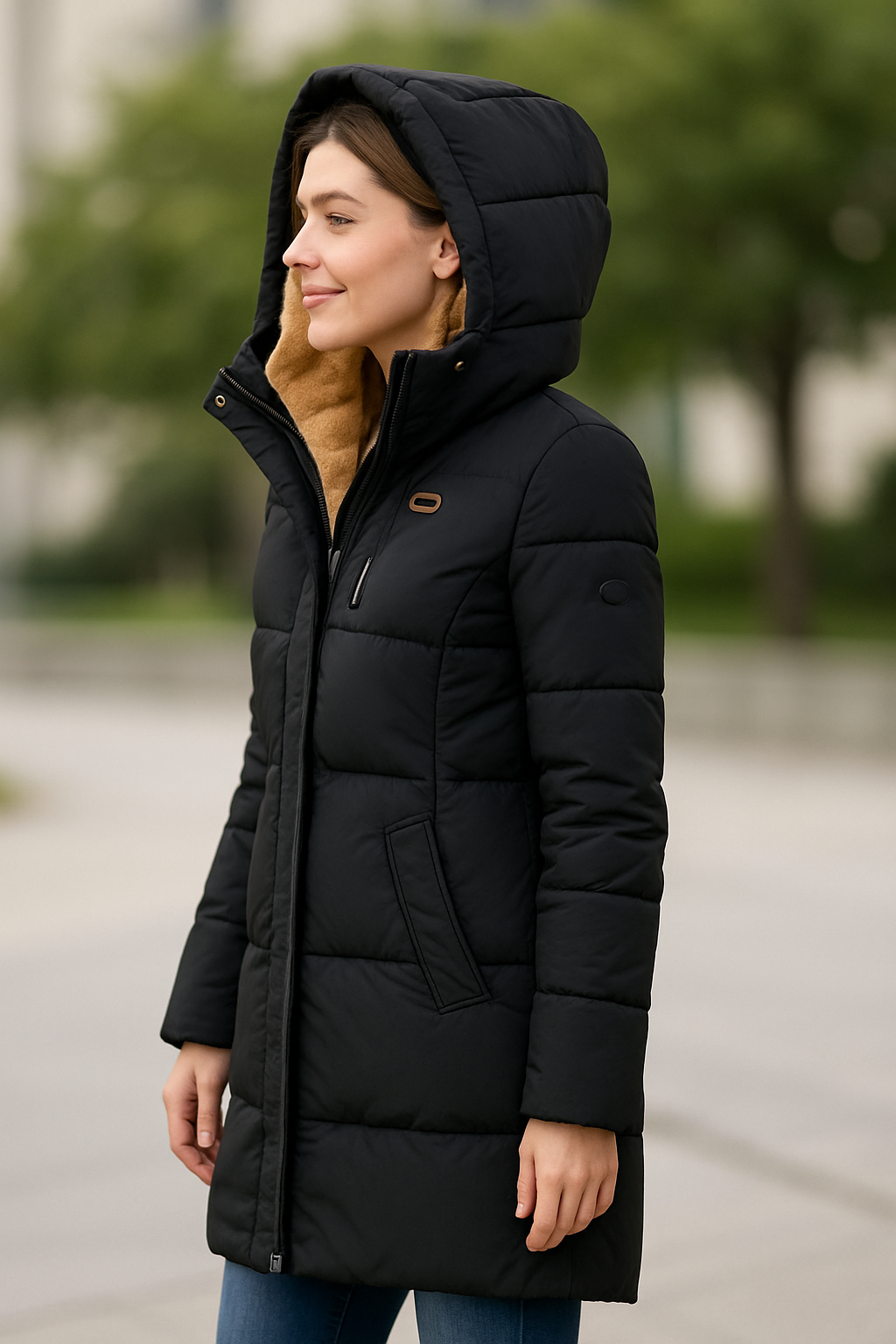 Lange Gewatteerde Winterjas met Capuchon voor Dames Warm en Gezellig