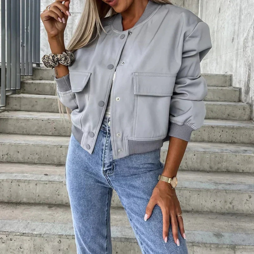 Knoopsluiting Jas Moderne Streetwear Look Dames