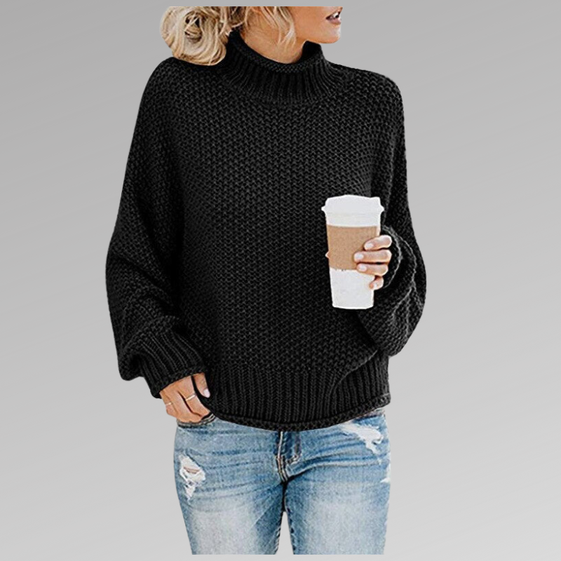 Trendy Gebreide Pullover Met Losse Hoge Hals Dames