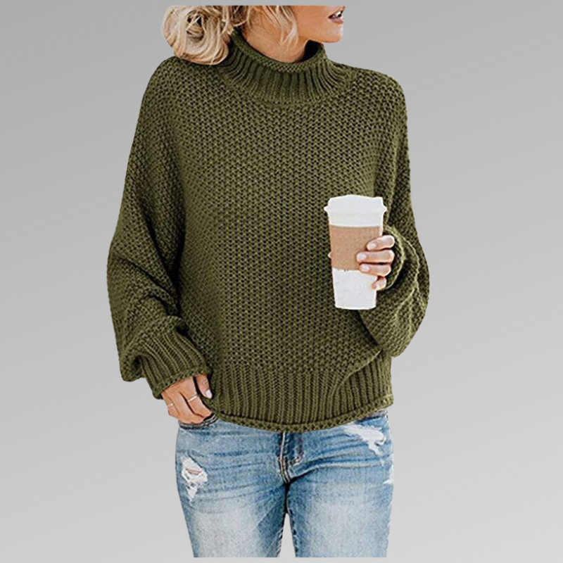 Trendy Gebreide Pullover Met Losse Hoge Hals Dames