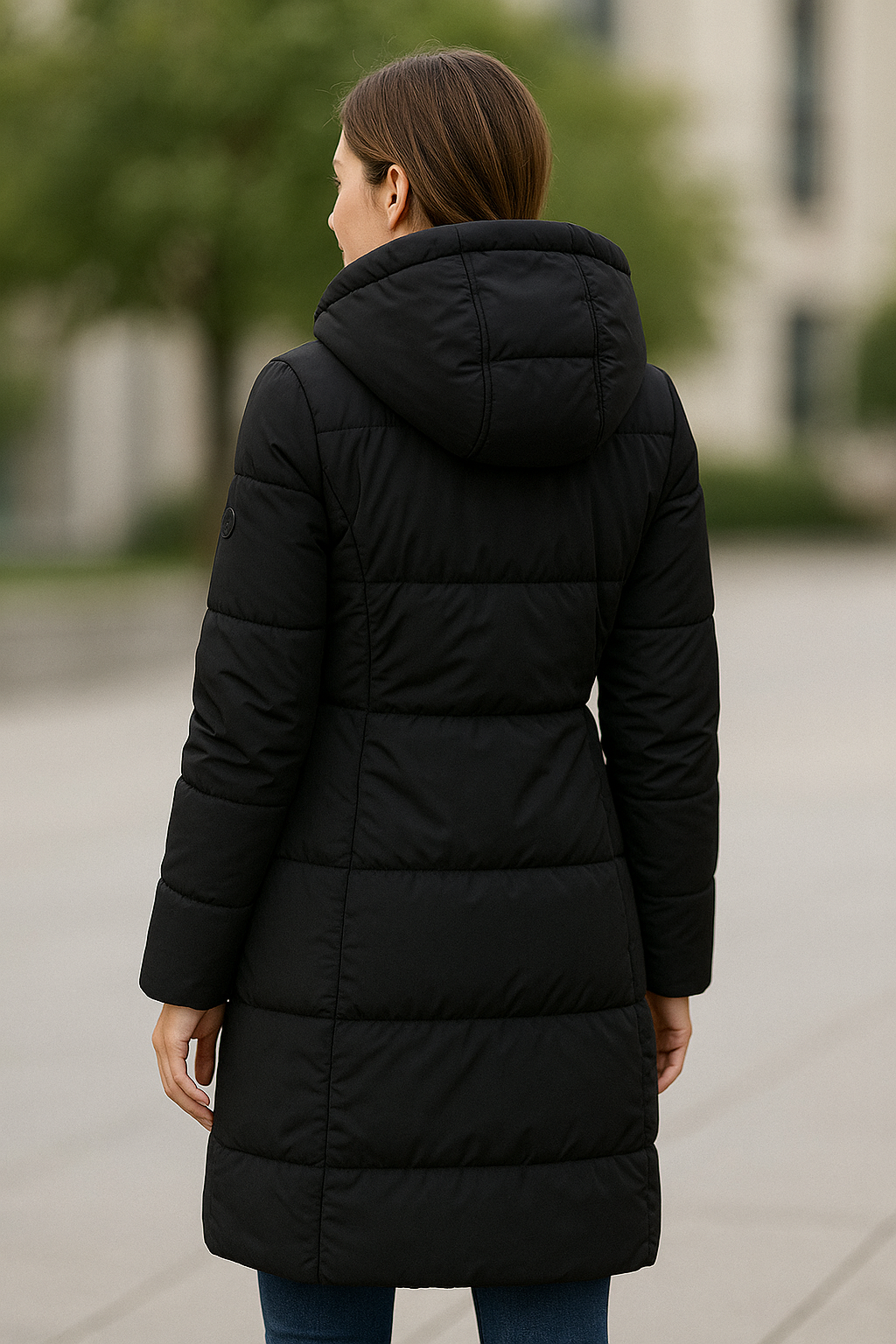 Lange Gewatteerde Winterjas met Capuchon voor Dames Warm en Gezellig