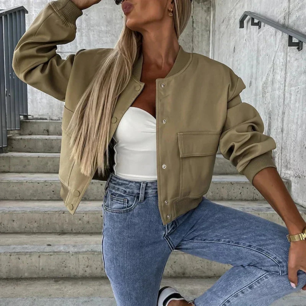 Knoopsluiting Jas Moderne Streetwear Look Dames