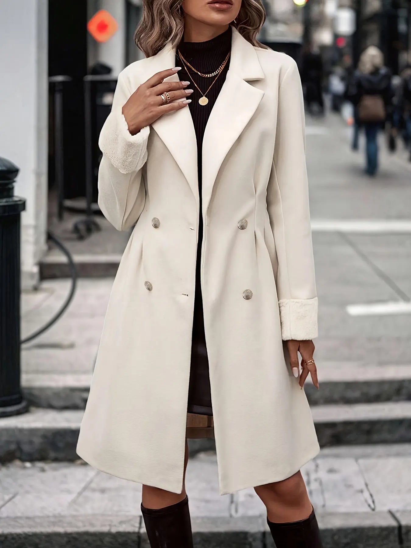 Lange Dubbelzijdige Winterjas voor Dames Elegante Stijl