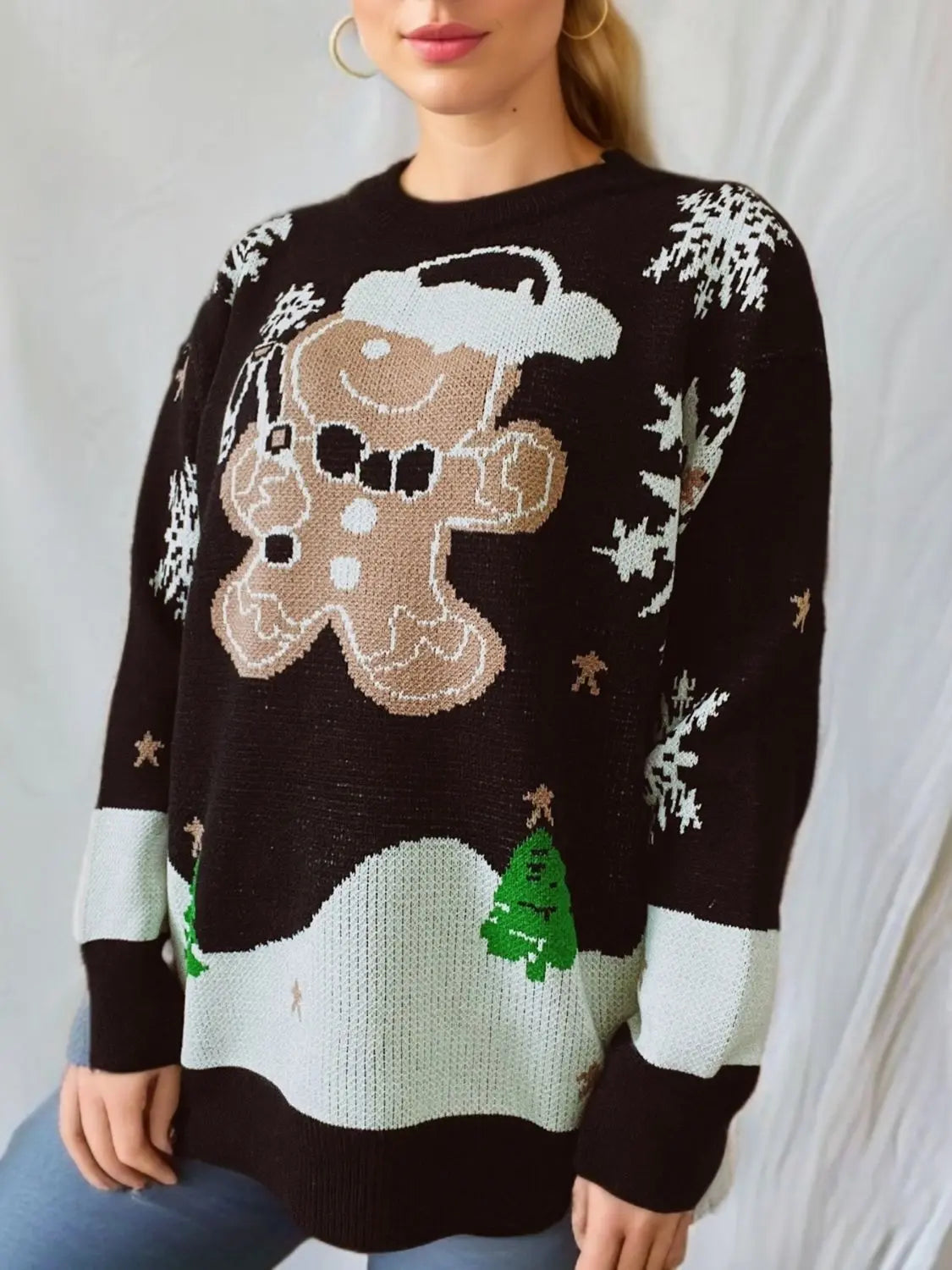 Kersttrui Dames Peperkoek Man Feestelijke Gebreide Pullover Dames