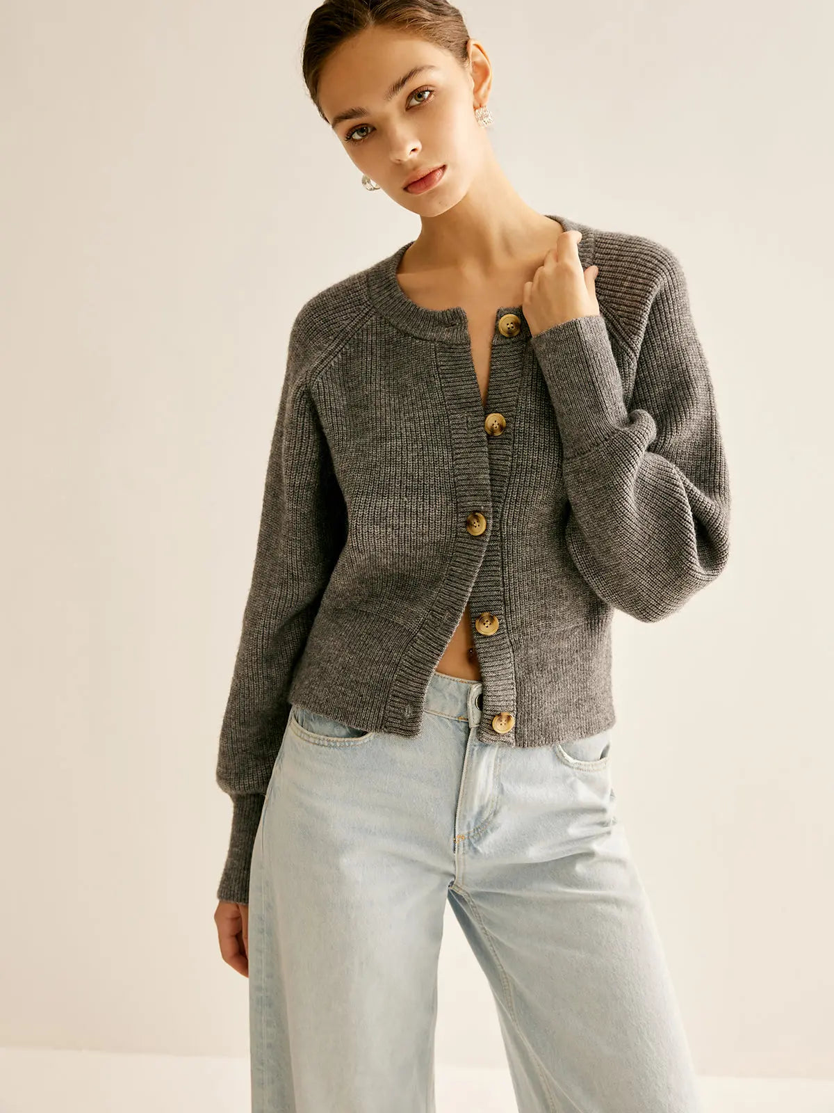 Elegante Gebreide Knopen Wintercardigan Trui voor Dames