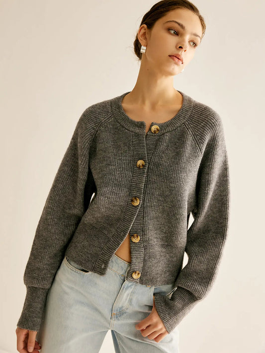 Elegante Gebreide Knopen Wintercardigan Trui voor Dames