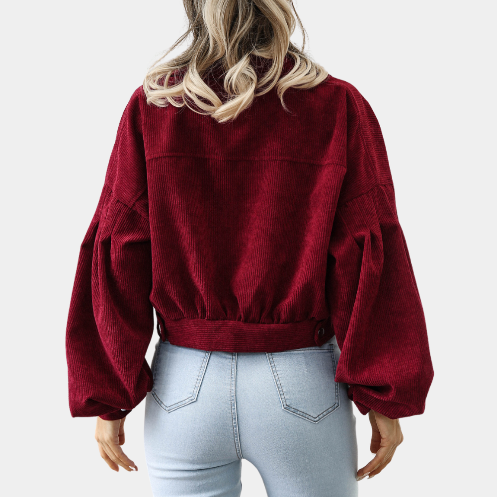 Korte Corduroy Jas Trendy Streetwear Stijl Dames