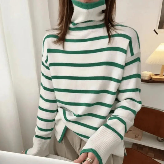 Trendy gestreepte coltrui met modern design voor vrouwen
