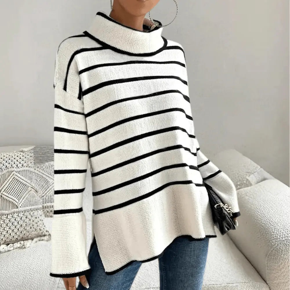 Trendy gestreepte coltrui met modern design voor vrouwen
