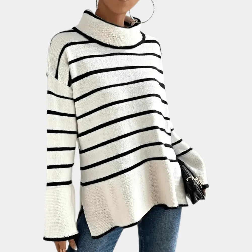 Trendy gestreepte coltrui met modern design voor vrouwen